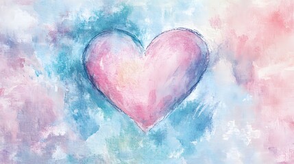 Abstract Pastel Heart Painting on Canvas