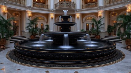 Obraz premium Elegant fountain in grand lobby atrium