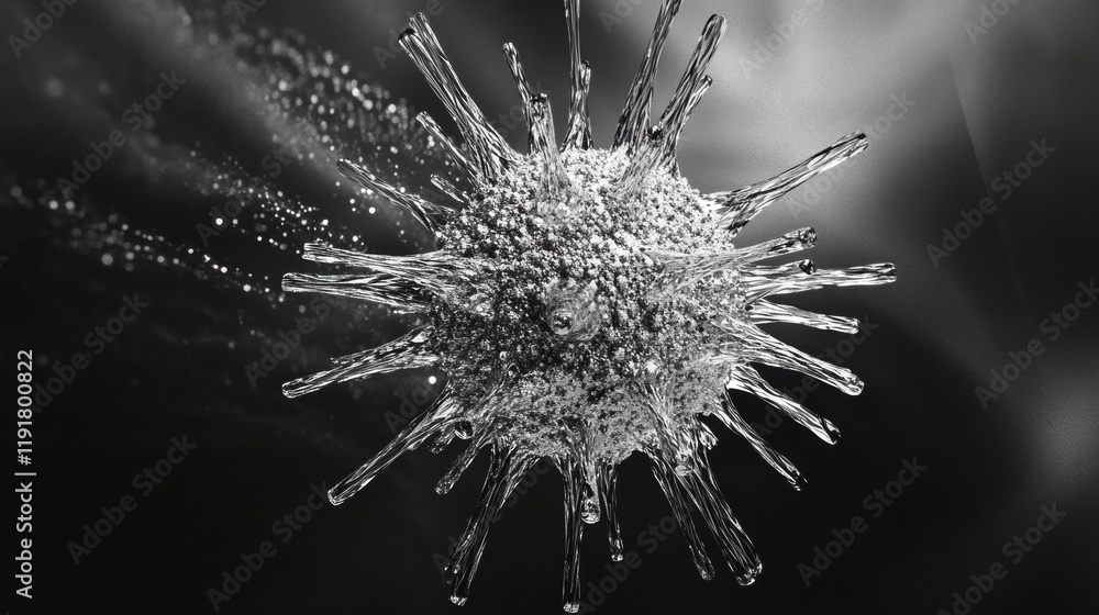 Aufkleber Graphical representation of a minimalistic virus with intricate details showcasing its structure and design elements. Generative AI