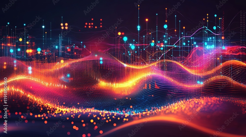 Poster dynamic data visualization trends in technology digital art abstract environment futuristic concept