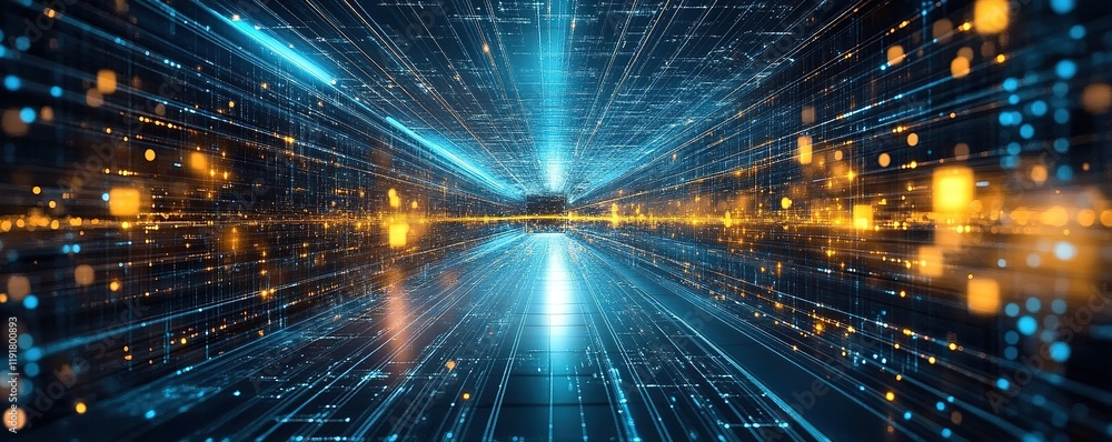 Poster dynamic data visualization in a futuristic digital environment abstract concept high-tech atmosphere