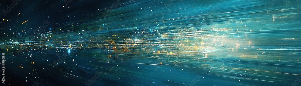 Poster dynamic light trails showcase cosmic space digital visuals futuristic environment abstract viewpoint