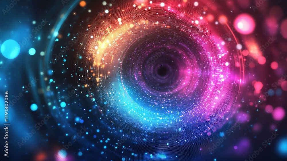 Poster dynamic light swirls abstract design digital artwork colorful environment close-up view motion conce
