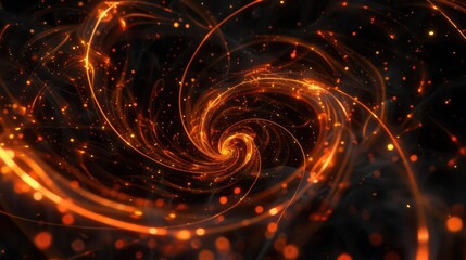 Obraz premium A swirling vortex of glowing orange particles against a dark background, evoking a cosmic feel.