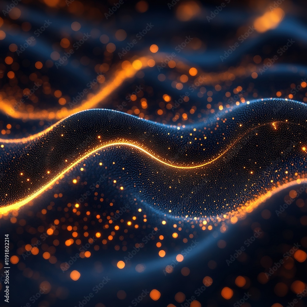 Aufkleber dynamic waves of light and particles abstract space digital art vibrant colors close-up view fluid m