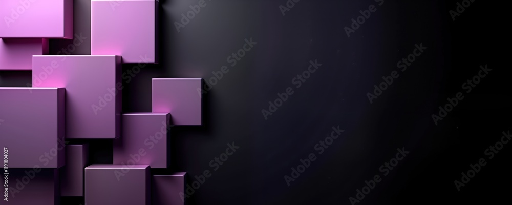 Aufkleber purple geometric 3d shapes background. abstract graphic design. empty display space. modern, futuris