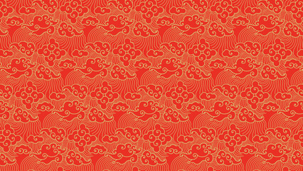 Chinese pattern texture with abstract clouds with red background