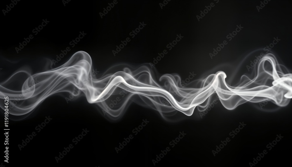 Aufkleber abstract image of flowing white smoke on black background. smoke forms wavy lines creating dynamic p