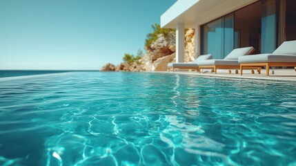 Obraz premium Luxury Infinity Pool Overlooking the Ocean