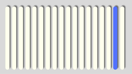 Stunning Interplay of Light and Shadow Through the Arrangement of Clean White Sticks on Grey Canvas. With Blue Stick. 