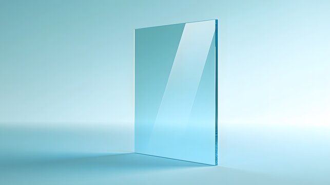 A Single Sheet Of Clear Blue Glass Stands Upright