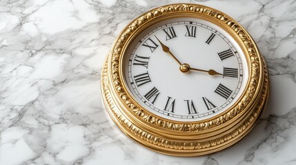 Gold clock, marble background, time, luxury, decor