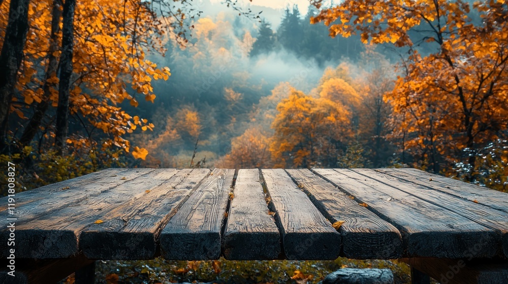 Sticker Autumn wood table.