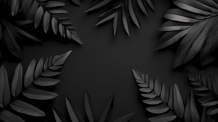 A minimalist black background, ideal for showcasing products or artwork, emphasizing simplicity and elegance. Shadowfern. Illustration