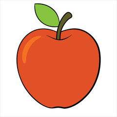 red apple isolated on white, Red Apple Icon Flat Design. 