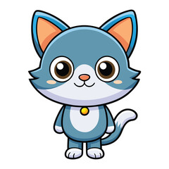little cute cat cartoon character white background.