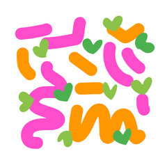 Modern simple colorful lines and hearts pattern for valentines day, hand drawn lines and hearts pattern, cute colorful lines and hearts pattern