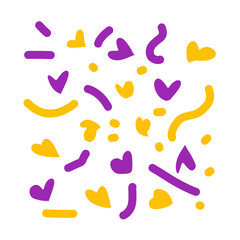 Modern simple colorful lines and hearts pattern for valentines day, hand drawn lines and hearts pattern, cute colorful lines and hearts pattern