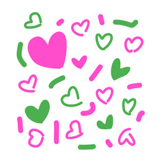 Modern simple colorful lines and hearts pattern for valentines day, hand drawn lines and hearts pattern, cute colorful lines and hearts pattern