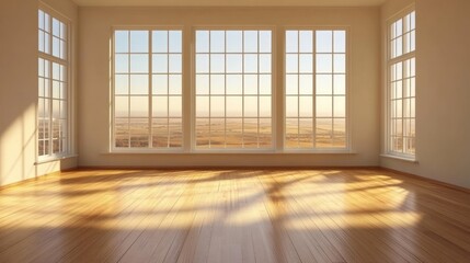 Sunlit Empty Room with Expansive View