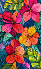 Creative 2D Doodle Floral Illustrations for wallpaper, card, tile