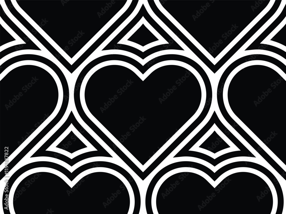 Aufkleber Vector geometric pattern. Seamless linear pattern with hearts.