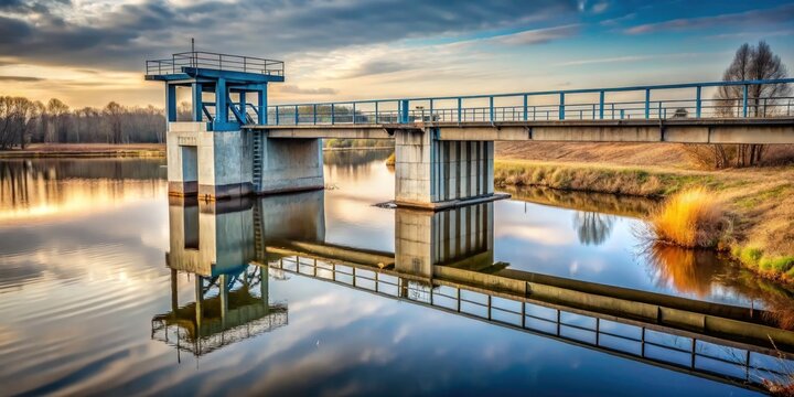 Minimalist Hydrotechnical Structure, Iput River, Dobrush, Belarus - Close-Up Photography