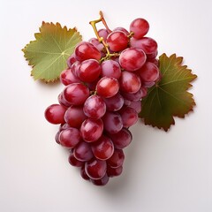Fototapeta premium bunch of ripe red grapes isolated on white background view from above