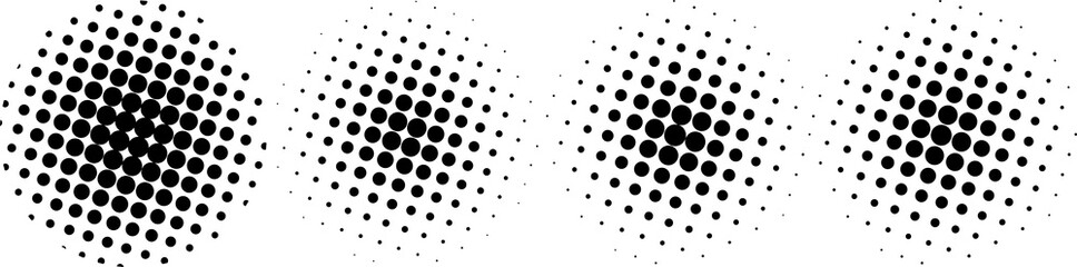Halftone circle shapes background design vector set