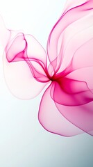 Thin, soft pink smoke curling into a simple bow shape on a clean white canvas, Creative Minimal Smoke, Subtle beauty