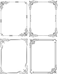 Big Set Black Simple Line Frame Collection Doodle Square Floral Frame Elements Vector Design Style Sketch Isolated Illustration For Banner