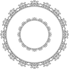 Decorative line art frames for design template. Elegant element for design in Eastern style, place for text. Black outline floral border. Lace illustration for invitations and greeting cards