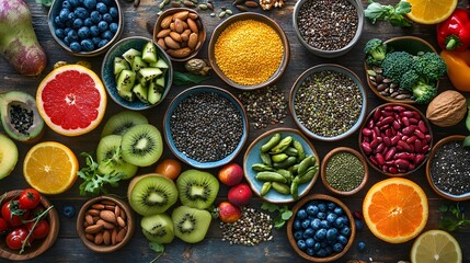 A Colorful Array Of Healthy Foods And Ingredients