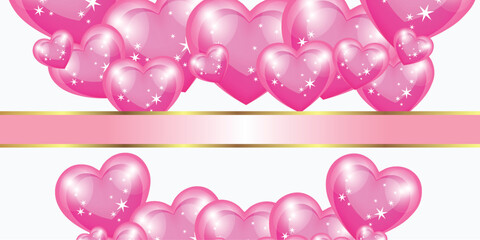 Valentines day Sale template with Heart Shaped Balloons. Vector illustration. Web banner, landing page, invitation, poster. Valentines day sale vector banner. Sale discount text for valentines day 