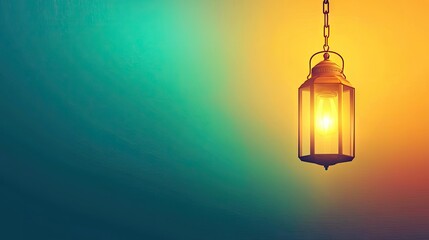 Illuminated lantern hanging against sunset; peace, hope, serenity