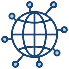Ubiquitous Networking Icon Lineal Blue Style