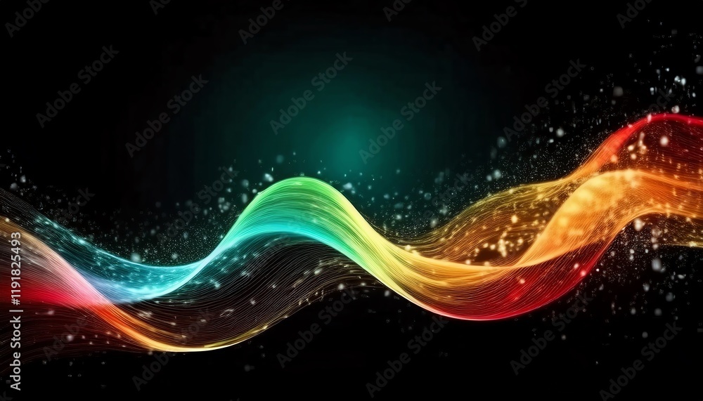 Poster a vibrant wave of colors flows against a dark background, creating a dynamic and energetic visual ef