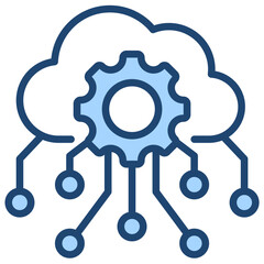 Cloud Computing Icon Lineal Blue Style
