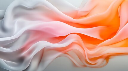 Obraz premium Abstract soft pink and peach smoke flowing into overlapping waves on a neutral gray background, Smoke Effect, Gentle aesthetic