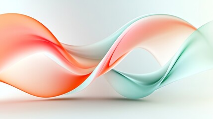 Naklejka premium Delicate pastel mint and peach smoke trails forming abstract infinity shapes on a light gray background, Pastel Smoke Effect, Timeless beauty