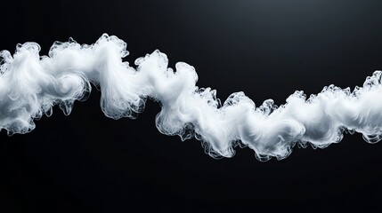 Dense white vape clouds forming artistic spirals over a black gradient background, Vape Cloud Effect, Modern minimalism