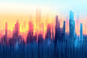 Abstract Cityscape at Sunset.