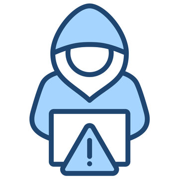blue hacker with laptop and warning clip art preview