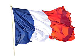 High-Quality PNG french flag waving on white background