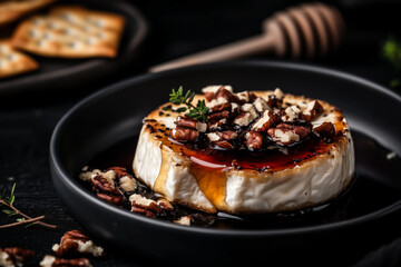 Baked Brie with Honey and Nuts &ndash; Gourmet Food Photography