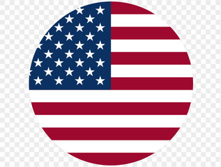 USA flag round icon  isolated on transparent PNG background. Perfect for designs, high-quality vector image.
