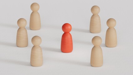 Obraz premium Human resource (HR), hiring, selection, recruitment, CRM, right people and unique concepts. the chosen one person from crowd in magnifier lens on white background.