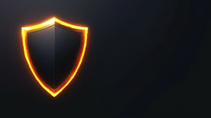 Fototapeta premium Glowing shield of protection. Dark background.