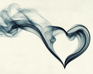 Obraz premium Soft smoke trails curving into a simple heart shape, set against a muted vintage backdrop with subtle texture details