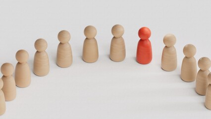Obraz premium Conceptual image of teamwork.Perfect for representing business strategy, leadership, and management.3D rendering on white background.